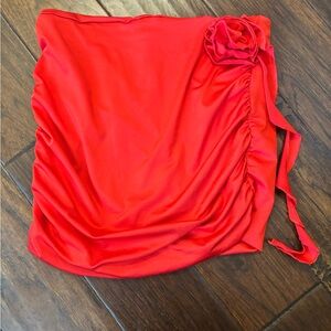 Amazon Red Mini Skirt with Side Rosette